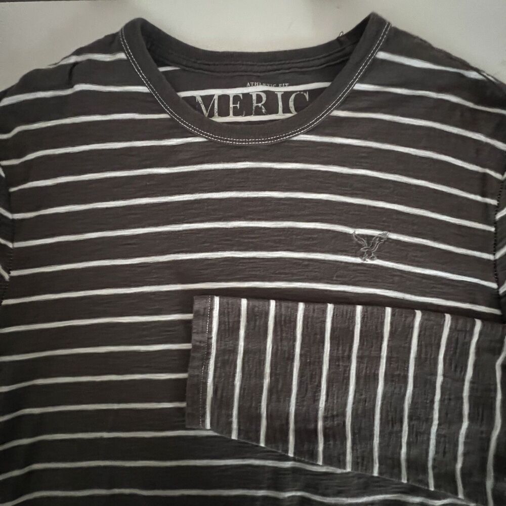 American Eagle Outfitters mens shirt  XL heavy weight striped logo Y2K